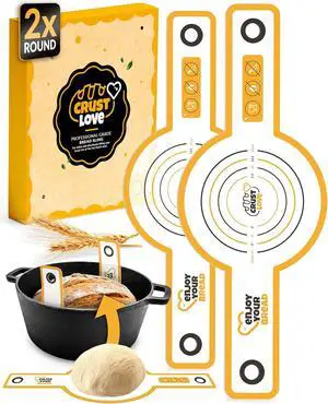 CRUSTLOVE 2-Pack Silicone Bread Slings for Safe Lifting from Dutch Ovens | 2 Sourdough Baking Mats in Non-Stick Silicone, Heat Resistant to 480°F, Reusable and Dishwasher Safe for Bread Pans & Baking CRUSTLOVE 2-Pack Silicone Bread Slings for Safe Lifting from Dutch Ovens | 2 Sourdough Baking Mats in Non-Stick Silicone, Heat Resistant to 480°F, Reusable and Dishwasher Safe for Bread Pans & Baking