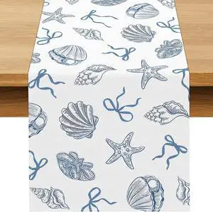 Blue Bow Coastal Table Runner Last Toast on The Coast Bachelorette Party Decorations Summer Nautical Ocean Dining Room Home Kitchen Island Decor (13" x 72") Blue Bow Coastal Table Runner Last Toast on The Coast Bachelorette Party Decorations Summer Nautical Ocean Dining Room Home Kitchen Island Decor (13" x 72")