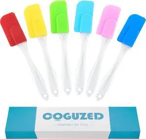 CoguZed 6 Piece Mini Silicone Spatula Set, Small Rubber Spatulas Handle, Heat Resistant, Non-Stick for Baking, Cooking, Mixing, Perfect Small Spatulas for Kitchen Use CoguZed 6 Piece Mini Silicone Spatula Set, Small Rubber Spatulas Handle, Heat Resistant, Non-Stick for Baking, Cooking, Mixing, Perfect Small Spatulas for Kitchen Use