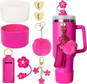 Accessories for Stanley Cup,2 Silicone Boots for Quencher Tumbler 30 40 oz | Pink Tumbler Charm Set,Cute Flower Straw Cover Toper,Cup Decoration Set,Fit Owala Freesip Water Bottle & Fit Hydro Flask Accessories for Stanley Cup,2 Silicone Boots for Quencher Tumbler 30 40 oz | Pink Tumbler Charm Set,Cute Flower Straw Cover Toper,Cup Decoration Set,Fit Owala Freesip Water Bottle & Fit Hydro Flask