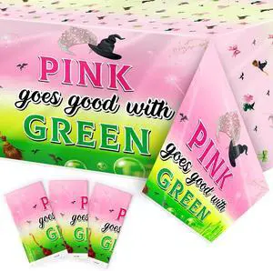 BOpusal 3Pcs Princess Witch Hats Halloween Theme Table Covers Pink Goes Good with Green Crowns Disposable Rectangular Waterproof Plastic Dinner Tablecloths Party Desktop Decor for Birthday Home Party BOpusal 3Pcs Princess Witch Hats Halloween Theme Table Covers Pink Goes Good with Green Crowns Disposable Rectangular Waterproof Plastic Dinner Tablecloths Party Desktop Decor for Birthday Home Party