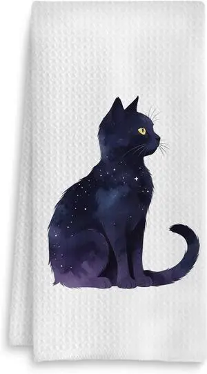 Celestial Black Cat Kitchen Towels, Cat Lovers Mom Lady Gifts Hand Towels for Bathroom, Mystical Witchy Kitty Kitten Dish Tea Towels for Kitchen Decor, 16x24 Inch Celestial Black Cat Kitchen Towels, Cat Lovers Mom Lady Gifts Hand Towels for Bathroom, Mystical Witchy Kitty Kitten Dish Tea Towels for Kitchen Decor, 16x24 Inch