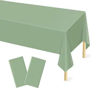 2 Pcs Sage Green Tablecloth Plastic 54 ×108 Inches Rectangle Sage Green Tablecloth Disposable Plastic Waterproof Table Cover for Outdoor Picnic, Kitchen, Holiday Birthday Wedding Baby Shower Party 2 Pcs Sage Green Tablecloth Plastic 54 ×108 Inches Rectangle Sage Green Tablecloth Disposable Plastic Waterproof Table Cover for Outdoor Picnic, Kitchen, Holiday Birthday Wedding Baby Shower Party