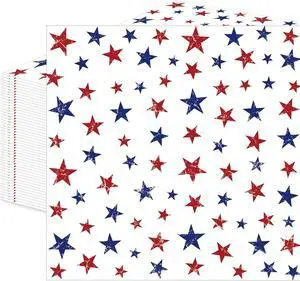 50 Pcs Patriotic Star Paper Napkins, 13x13 Inches Unfolded Disposable Red White Blue 4th of July Napkins for Independence Day, Memorial Day, Veterans Day, and Patriotic Party Table Decorations 50 Pcs Patriotic Star Paper Napkins, 13x13 Inches Unfolded Disposable Red White Blue 4th of July Napkins for Independence Day, Memorial Day, Veterans Day, and Patriotic Party Table Decorations