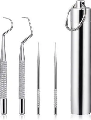 5Pcs Portable Dental Picks Metal, Tooth Picks for Kitchen and Travle | 304 Stainless Steel, Portable Key Ring & Sealed Holder, No Pain Deep Clean, for Travel Camping Picnic, Eco Friendly Reusable 5Pcs Portable Dental Picks Metal, Tooth Picks for Kitchen and Travle | 304 Stainless Steel, Portable Key Ring & Sealed Holder, No Pain Deep Clean, for Travel Camping Picnic, Eco Friendly Reusable
