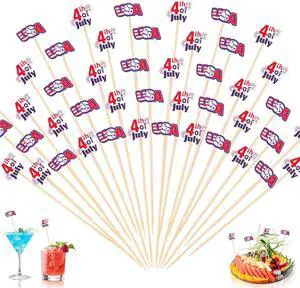 OOTSR 100Pcs 4th of July Cocktail Picks, 5.1inch Red White Blue Decorative Toothpicks for Appetizers Bamboo Cocktail Skewers Sticks for Independence Day Party Decoration Supplies OOTSR 100Pcs 4th of July Cocktail Picks, 5.1inch Red White Blue Decorative Toothpicks for Appetizers Bamboo Cocktail Skewers Sticks for Independence Day Party Decoration Supplies