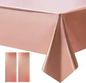Just Shimmer 2 pcs Rose Gold Tablecloth Plastic -Stunning Metallic Matte Finish, 40" x 108" Bachelorette Table Cloth, Perfect for Wedding Birthday Party Anniversary Event Bridal Shower Decorations Just Shimmer 2 pcs Rose Gold Tablecloth Plastic -Stunning Metallic Matte Finish, 40" x 108" Bachelorette Table Cloth, Perfect for Wedding Birthday Party Anniversary Event Bridal Shower Decorations
