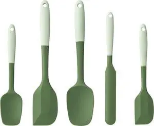 Silicone Spatula Set,5 Piece Food Grade Rubber Spatulas,Double-Green | Spatulas Silicone Heat Resistant for Baking,Cooking,and Mixing High Heat Resistant Non Stick Dishwasher Safe BPA-Free Silicone Spatula Set,5 Piece Food Grade Rubber Spatulas,Double-Green | Spatulas Silicone Heat Resistant for Baking,Cooking,and Mixing High Heat Resistant Non Stick Dishwasher Safe BPA-Free