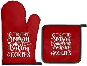 Tis The Season for Baking Cookies Oven Mitts and Pot Holders Sets, Funny Christmas Oven Mitt for Women Chef, Cookie Baker Gifts for Family, Christmas Baking Gifts for Mom Housewives Hostess Tis The Season for Baking Cookies Oven Mitts and Pot Holders Sets, Funny Christmas Oven Mitt for Women Chef, Cookie Baker Gifts for Family, Christmas Baking Gifts for Mom Housewives Hostess