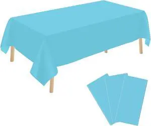 YSYJ 3 Pack Light Blue Plastic Tablecloth Disposable Rectangular Table Cloth 54 x 108 Inch Table Cover for Parties YSYJ 3 Pack Light Blue Plastic Tablecloth Disposable Rectangular Table Cloth 54 x 108 Inch Table Cover for Parties