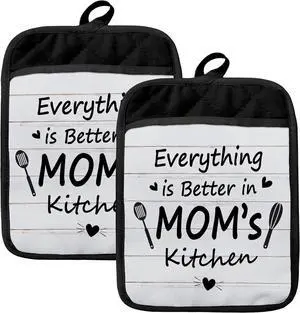 Mom Gifts Oven Mitts Set, Best Mother's Day Birthday Gifts for Mother, Everything is Better in Mom's Kitchen Heat Resistant Kitchen Oven Gloves for Baking and Cooking,Pot Holders Mom Gifts Oven Mitts Set, Best Mother's Day Birthday Gifts for Mother, Everything is Better in Mom's Kitchen Heat Resistant Kitchen Oven Gloves for Baking and Cooking,Pot Holders