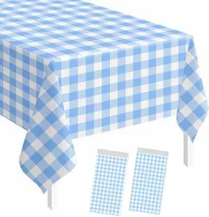SietDESEO 2 Pack Light Blue Gingham Tablecloth Rectangle 54 x 108 Blue and White Checkered Table Cloth Disposable Plaid Table Cover Plastic for Birthday Baby Shower Picnic Wedding Party Supplies SietDESEO 2 Pack Light Blue Gingham Tablecloth Rectangle 54 x 108 Blue and White Checkered Table Cloth Disposable Plaid Table Cover Plastic for Birthday Baby Shower Picnic Wedding Party Supplies