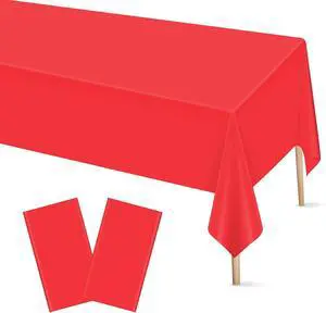 Mulbozy 2 Pcs Red Plastic Tablecloth for Rectangle Table, 54 × 108 inches Disposable Red Party Table Covers for Birthday, Anniversary, Wedding, Fine Dining, Graduation Party Decoration Mulbozy 2 Pcs Red Plastic Tablecloth for Rectangle Table, 54 × 108 inches Disposable Red Party Table Covers for Birthday, Anniversary, Wedding, Fine Dining, Graduation Party Decoration