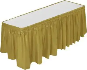 DecorRack Plastic Table Skirt, 29 in x 14 ft, Disposable, Gold (1 Pack) DecorRack Plastic Table Skirt, 29 in x 14 ft, Disposable, Gold (1 Pack)