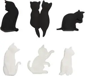 6Pcs Black and White Heat-Resistant Silicone Tea Bag Clips Set - Cartoon Cat-Shaped Reusable Holders for Drinks, Food Markers, Squeezer, and Accessories 6Pcs Black and White Heat-Resistant Silicone Tea Bag Clips Set - Cartoon Cat-Shaped Reusable Holders for Drinks, Food Markers, Squeezer, and Accessories
