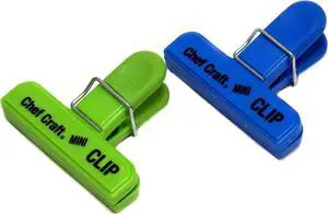Chef Craft Select Plastic Mini Bag Clip, 3 inch width 2 piece set, Blue/Green Chef Craft Select Plastic Mini Bag Clip, 3 inch width 2 piece set, Blue/Green
