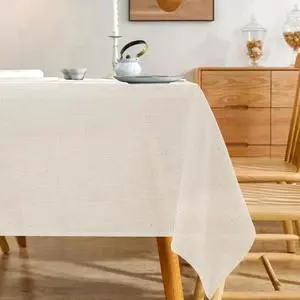 Natural 100% Polyester Textured Rectangle Tablecloth, Slubby Lightweight Table Cloth 60 x 84 Inch, Water Resistant Stain Resistant Farmhouse Burlap Table Cover for Kitchen Dining Room Natural 100% Polyester Textured Rectangle Tablecloth, Slubby Lightweight Table Cloth 60 x 84 Inch, Water Resistant Stain Resistant Farmhouse Burlap Table Cover for Kitchen Dining Room