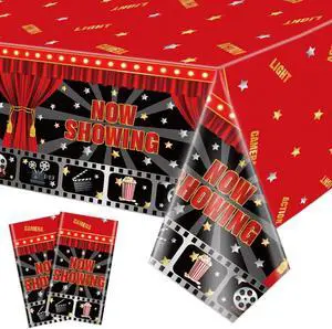 2 Pack Now Showing Tablecloths for Movie Night Theater Red Carpet Birthday Party Decorations Supplies, 51x87'' Plastic Disposable Rectangle Movie Themed Party Table Covers 2 Pack Now Showing Tablecloths for Movie Night Theater Red Carpet Birthday Party Decorations Supplies, 51x87'' Plastic Disposable Rectangle Movie Themed Party Table Covers
