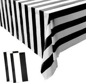 peony man 2 Pieces Black and White Striped Tablecloth Plastic Stripe Table Cover Waterproof Rectangle Tablecloth for Holiday Party Picnic Decoration peony man 2 Pieces Black and White Striped Tablecloth Plastic Stripe Table Cover Waterproof Rectangle Tablecloth for Holiday Party Picnic Decoration