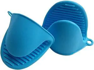 Silicone Mini Oven Gloves Potholder, Heat Resistant Pinch Oven Mitts Pot Holder for Kitchen Cooking & Baking, Blue (2 Pack) Silicone Mini Oven Gloves Potholder, Heat Resistant Pinch Oven Mitts Pot Holder for Kitchen Cooking & Baking, Blue (2 Pack)