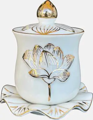 Houlu Ceramic Altar Cup, Holy Water Offering Cup - White Houlu Ceramic Altar Cup, Holy Water Offering Cup - White