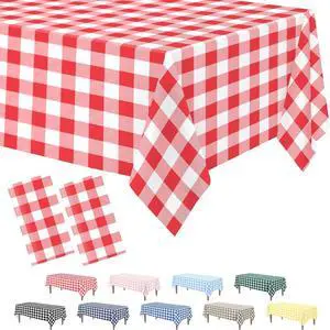 Kopokita 2 Pack Red Gingham Tablecloth Disposable 54 x 108 Inch | Red and White Checkered Tablecloths Plastic Picnic Tablecovers for Birthday Party, Baby Shower, Back to School, Christmas Kopokita 2 Pack Red Gingham Tablecloth Disposable 54 x 108 Inch | Red and White Checkered Tablecloths Plastic Picnic Tablecovers for Birthday Party, Baby Shower, Back to School, Christmas