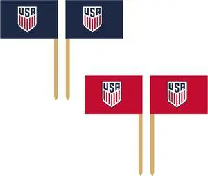 U.S. Soccer Party Picks, 2.5 Inch, 75 Count, Wooden Toothpicks with Red and Blue Flag Toppers for Snacks and Appetizers U.S. Soccer Party Picks, 2.5 Inch, 75 Count, Wooden Toothpicks with Red and Blue Flag Toppers for Snacks and Appetizers