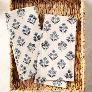 Multi-Purpose Block Print Floral Tea Towels Set of 2, Dusty Blue | 100% Organic Cotton Flour Sack Kitchen Towels, 18x25in Absorbent Dish Cloths, Farmhouse Napkins, Decorative Hand Towels Set Multi-Purpose Block Print Floral Tea Towels Set of 2, Dusty Blue | 100% Organic Cotton Flour Sack Kitchen Towels, 18x25in Absorbent Dish Cloths, Farmhouse Napkins, Decorative Hand Towels Set