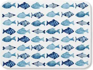 Blue Fish Dish Drying Mat for Kitchen Counter Sink, Summer Beach Absorbent Microfiber Drying Pad, Reversible Waterproof Countertop Mat for Kitchen Decor Blue Fish Dish Drying Mat for Kitchen Counter Sink, Summer Beach Absorbent Microfiber Drying Pad, Reversible Waterproof Countertop Mat for Kitchen Decor
