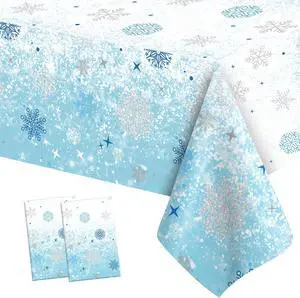 2 PCS Blue White Plastic Snowflake Tablecloth(54x108 Inch) Frozen Birthday Winter Wonderland Decorations Disposable Table Cover Tablecloths for Christmas Holiday New Year Party Favors Supplies Decor 2 PCS Blue White Plastic Snowflake Tablecloth(54x108 Inch) Frozen Birthday Winter Wonderland Decorations Disposable Table Cover Tablecloths for Christmas Holiday New Year Party Favors Supplies Decor