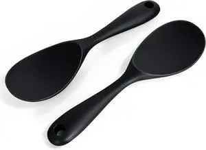 FireKylin 2 Pcs Black Silicone Rice Paddle,Non Stick Rice Spoon Scooper | Heat Resistant Rice Scooper Spatula, Ergonomic handle Rice Cooker Spoon for Rice, Mashed Potatoes, Salads and Easy to Clean FireKylin 2 Pcs Black Silicone Rice Paddle,Non Stick Rice Spoon Scooper | Heat Resistant Rice Scooper Spatula, Ergonomic handle Rice Cooker Spoon for Rice, Mashed Potatoes, Salads and Easy to Clean