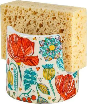 Kitchen Sink Sponge Holder, Dish Sponge Rack Cute Ceramic Brush Holder Farmhouse Kitchen Decor, Floral Dish Rack for Brush, Scrubbers, Bathroom, Sink (Red-Flower) Kitchen Sink Sponge Holder, Dish Sponge Rack Cute Ceramic Brush Holder Farmhouse Kitchen Decor, Floral Dish Rack for Brush, Scrubbers, Bathroom, Sink (Red-Flower)