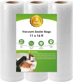 Moretoes Vacuum Sealer Bags 3 Rolls 11" x 16' for Food Saver, Commercial Grade Bag Rolls, BPA Free, Customized Size Bag for Sous Vide Cooking or Meal Prep Moretoes Vacuum Sealer Bags 3 Rolls 11" x 16' for Food Saver, Commercial Grade Bag Rolls, BPA Free, Customized Size Bag for Sous Vide Cooking or Meal Prep