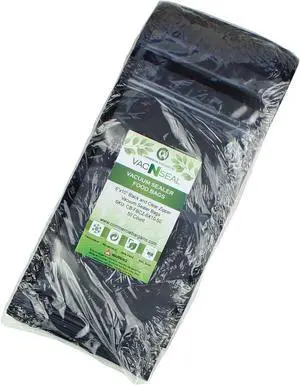 Vac N' Seal 50pc Count 6" X 10" Black and Clear Food Sealer Freezer Bags for Storing Fish, Vegetables, Meat, Grains, Fruit, Nuts, and Cereal, Great Choice for Sous Vide Cooking Vac N' Seal 50pc Count 6" X 10" Black and Clear Food Sealer Freezer Bags for Storing Fish, Vegetables, Meat, Grains, Fruit, Nuts, and Cereal, Great Choice for Sous Vide Cooking
