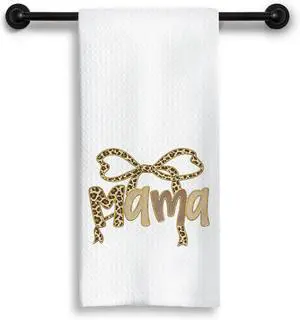 Coquette Leopard Bow Mama Kitchen Dish Towels, Mom Gifts for Birthday Mother's Day from Son Daughter, Cheetah Print Mama Decorative Hand Tea Towels for Kitchen Bathroom, 16x24 Inch Coquette Leopard Bow Mama Kitchen Dish Towels, Mom Gifts for Birthday Mother's Day from Son Daughter, Cheetah Print Mama Decorative Hand Tea Towels for Kitchen Bathroom, 16x24 Inch
