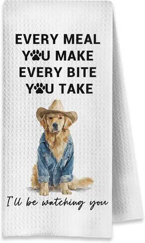 Funny Golden Retriever Kitchen Towels, Golden Retriever Lovers Gifts Dish Tea Towels for Kitchen Decor, Western Cowboy Dog Decorative Hand Towel for Bathroom, 16x24 Inch Funny Golden Retriever Kitchen Towels, Golden Retriever Lovers Gifts Dish Tea Towels for Kitchen Decor, Western Cowboy Dog Decorative Hand Towel for Bathroom, 16x24 Inch