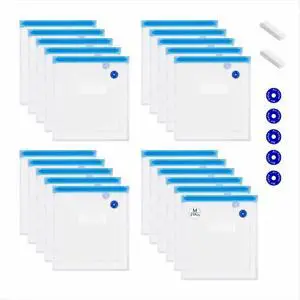 21 Pcs Reusable Vacuum Sealer Bags(11 * 10in), BPA Free Sous Vide Bag, with Sealing Clips & Leak-Proof Design for Sous Vide Cooking, Freezer, Microwave Heating 21 Pcs Reusable Vacuum Sealer Bags(11 * 10in), BPA Free Sous Vide Bag, with Sealing Clips & Leak-Proof Design for Sous Vide Cooking, Freezer, Microwave Heating