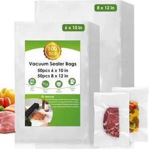 Vacuum Sealer Bags for Food Storage, 100pcs Precut Pint & Quart | 3Mil Embossed BPA-Free Puncture-Resistant Bags, Universal Fit for Sous Vide, Meal Prep, Freezer Storage & Food Preservation Vacuum Sealer Bags for Food Storage, 100pcs Precut Pint & Quart | 3Mil Embossed BPA-Free Puncture-Resistant Bags, Universal Fit for Sous Vide, Meal Prep, Freezer Storage & Food Preservation