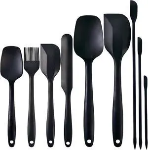 Silicone Spatula Set 9Pcs, Heat Resistant 572°F, Durable One-Piece Design, BPA-Free for Baking, Cooking, and Mixing Non Stick Dishwasher Safe, Black Silicone Spatula Set 9Pcs, Heat Resistant 572°F, Durable One-Piece Design, BPA-Free for Baking, Cooking, and Mixing Non Stick Dishwasher Safe, Black