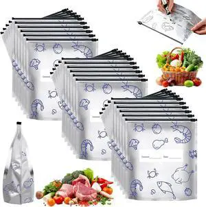 30Pcs Reusable Aluminum Foil Sealable Storage Bags, 2026 New Resealable Vacuum Zipper Pouches for Food, Stand Up Foil Sealable Bags with Label and Zip Lock for Vegetable (Large) 30Pcs Reusable Aluminum Foil Sealable Storage Bags, 2026 New Resealable Vacuum Zipper Pouches for Food, Stand Up Foil Sealable Bags with Label and Zip Lock for Vegetable (Large)