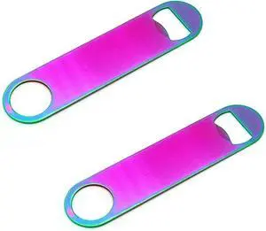 Rainbow Color Stainless Steel Flat Bottle Opener, Sturdy and Durable 2 Pcs to Send to Friends, Suitable for Bar Bartender Men Women Kitchen Restaurant Party Supplies (Medium) Rainbow Color Stainless Steel Flat Bottle Opener, Sturdy and Durable 2 Pcs to Send to Friends, Suitable for Bar Bartender Men Women Kitchen Restaurant Party Supplies (Medium)