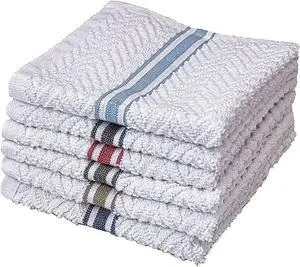 Fashion Flavor - Terry Dish Towel Set of 6 Size 12"x12". Highly Absorbent, Soft Yet Sturdy, Machine Washable and with a Convenient Hanging Loop Fashion Flavor - Terry Dish Towel Set of 6 Size 12"x12". Highly Absorbent, Soft Yet Sturdy, Machine Washable and with a Convenient Hanging Loop