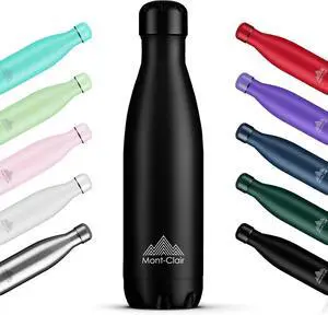 Mont-Clair l'O Stainless Steel Water Bottle, Vacuum insulated - BPA Free, 12h Hot & 24h Cold Drinks Bottle, Metal, 17 oz Leakproof, Ideal for Adult, Kids, Running - Black Mont-Clair l'O Stainless Steel Water Bottle, Vacuum insulated - BPA Free, 12h Hot & 24h Cold Drinks Bottle, Metal, 17 oz Leakproof, Ideal for Adult, Kids, Running - Black