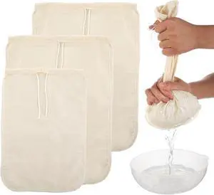 Gjinxi Nut Milk Cloth Strainer 3 Pcs Cheesecloth Filter Bags Cream Color | Reusable Cotton Food Strainer, Colanders, Fit Almond, Soy, Oat Milk, Tea, Juices, Cold Brew Coffee Gjinxi Nut Milk Cloth Strainer 3 Pcs Cheesecloth Filter Bags Cream Color | Reusable Cotton Food Strainer, Colanders, Fit Almond, Soy, Oat Milk, Tea, Juices, Cold Brew Coffee
