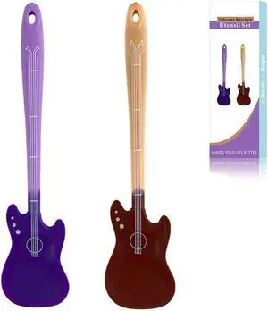 Creative Guitar-shaped Silicone Spatula Set: Music-themed Tools, Two-tone Guitar Silicone Spatulas, Cooking Tools, A Great Helper in Kitchen Cooking. Creative Guitar-shaped Silicone Spatula Set: Music-themed Tools, Two-tone Guitar Silicone Spatulas, Cooking Tools, A Great Helper in Kitchen Cooking.