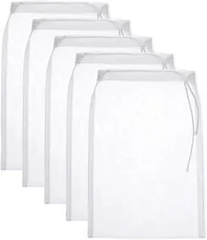 5 Pcs Mesh Strainer Bag, 6 x 7.8 Inch Reusable Nut Milk Bag Nylon Fine Mesh Straining Brew Bag Cheese Cloth Bags Food Juicer Bags for Straining Fruit Juice Coffee Home Brewing Wine Yogurt Tea 5 Pcs Mesh Strainer Bag, 6 x 7.8 Inch Reusable Nut Milk Bag Nylon Fine Mesh Straining Brew Bag Cheese Cloth Bags Food Juicer Bags for Straining Fruit Juice Coffee Home Brewing Wine Yogurt Tea