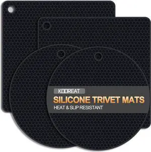 4 Pack Silicone Trivets for Hot Dishes | Heat-Resistant Non-Slip Hot Pads for Kitchen Countertops and Tables, Food-Grade Thick Silicone Mats (7.1x7.1in) 4 Pack Silicone Trivets for Hot Dishes | Heat-Resistant Non-Slip Hot Pads for Kitchen Countertops and Tables, Food-Grade Thick Silicone Mats (7.1x7.1in)