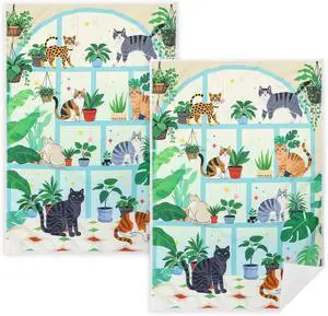 2 Pack Plant Cat Kitchen Towels, Cute Microfiber Hand Towels | Hanging Loop, For Women Girls, 16×24 Inch, Reusable Dish Tea Towel, Home Kitchen Bathroom Decor Dishcloths 2 Pack Plant Cat Kitchen Towels, Cute Microfiber Hand Towels | Hanging Loop, For Women Girls, 16×24 Inch, Reusable Dish Tea Towel, Home Kitchen Bathroom Decor Dishcloths
