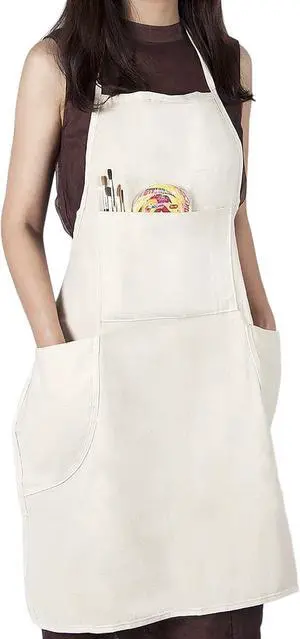 conda 100% Cotton Canvas Professional Bib Apron With 3 Pockets for Women Men Adults,Waterproof,Natural 31inch By 27inch conda 100% Cotton Canvas Professional Bib Apron With 3 Pockets for Women Men Adults,Waterproof,Natural 31inch By 27inch