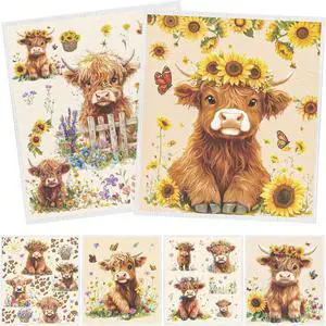 Highland Cow Swedish Dishcloths 6 PCS Reusable Kitchen Towel | 6PCS Floral Highland Cow Swedish Dish Cloths Gift Set, Reusable Washable Absorbent Dish Towel 7.8x7 Inches, Home Cleaning Highland Cow Swedish Dishcloths 6 PCS Reusable Kitchen Towel | 6PCS Floral Highland Cow Swedish Dish Cloths Gift Set, Reusable Washable Absorbent Dish Towel 7.8x7 Inches, Home Cleaning